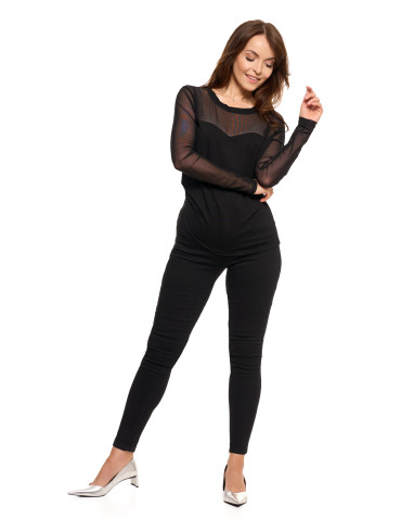 Bluzki i koszule - Elegancka bluzka damska z siateczkowymi wstawkami CZARNY - produkt 6