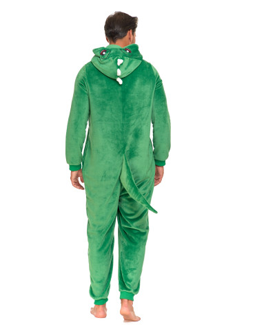 Piżamy z długim rękawem - Jednoczęściowy kostium onesie dinozaur z kapturem unisex ZIELONY - produkt 6