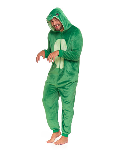 Piżamy z długim rękawem - Jednoczęściowy kostium onesie dinozaur z kapturem unisex ZIELONY - produkt 7