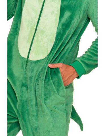 Piżamy z długim rękawem - Jednoczęściowy kostium onesie dinozaur z kapturem unisex ZIELONY - produkt 9