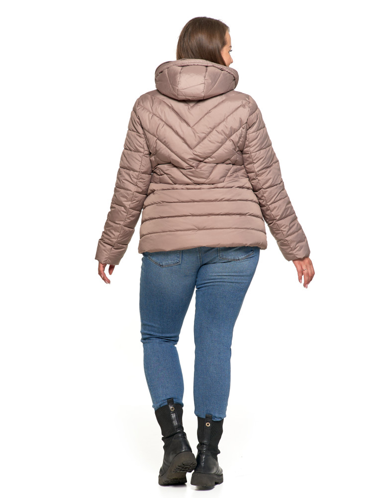 Kurtki i kamizelki - Kurtka damska pikowana z odpinanym i futerkowym kapturem BEŻOWY - produkt moraj.pl 22