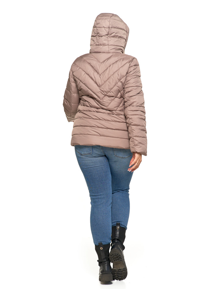 Kurtki i kamizelki - Kurtka damska pikowana z odpinanym i futerkowym kapturem BEŻOWY - produkt moraj.pl 23