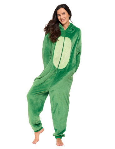 Piżamy z długim rękawem - Jednoczęściowy kostium onesie dinozaur z kapturem unisex ZIELONY - produkt 11