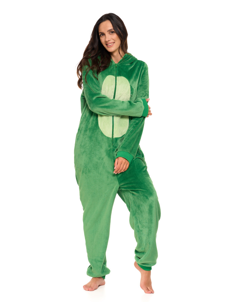 Piżamy z długim rękawem - Jednoczęściowy kostium onesie dinozaur z kapturem unisex ZIELONY  - produkt moraj.pl 12