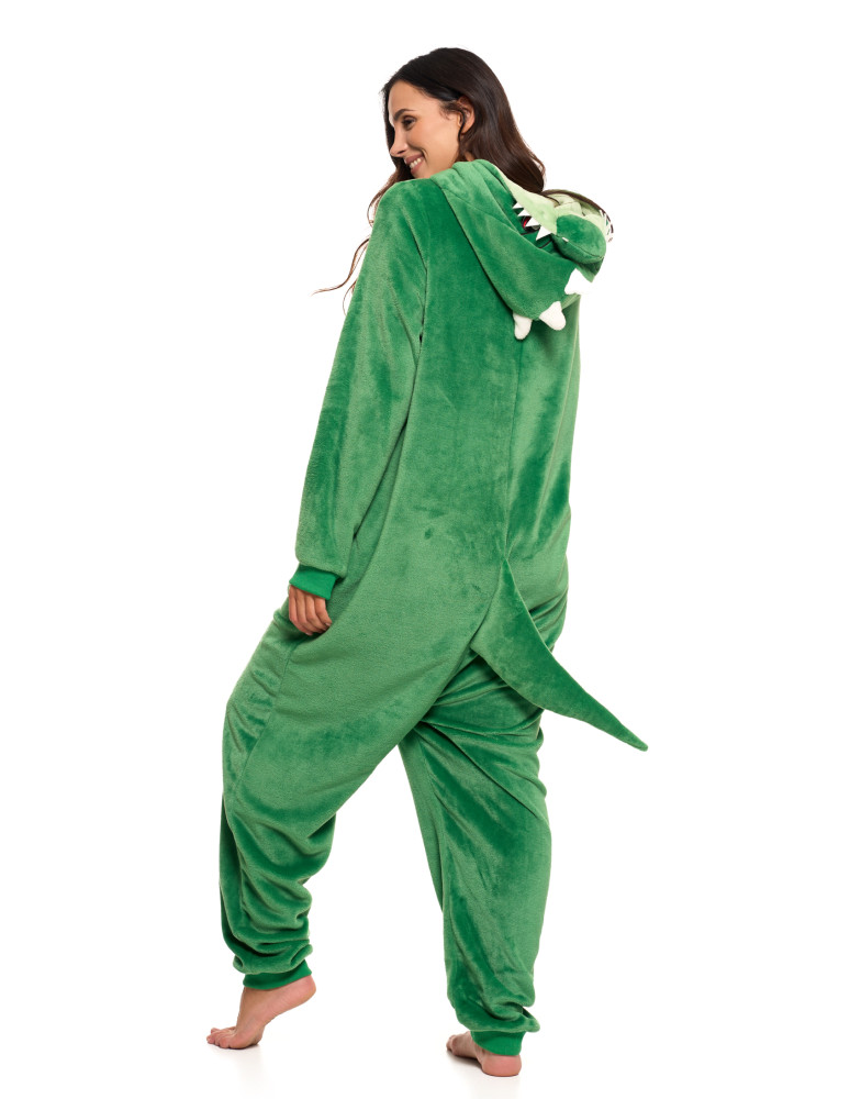 Piżamy z długim rękawem - Jednoczęściowy kostium onesie dinozaur z kapturem unisex ZIELONY  - produkt moraj.pl 2