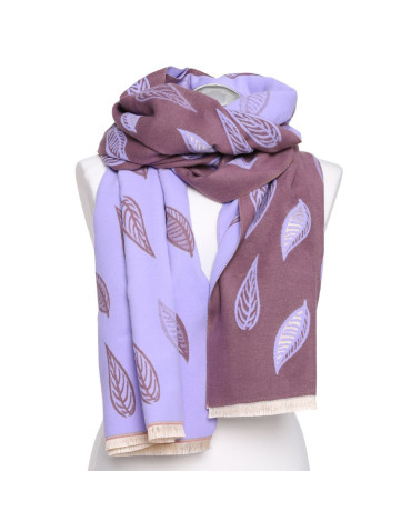 Szal damski na jesień i zimę dwustronny w liście  - produkt 2