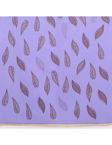 Szale i chusty - Szal damski na jesień i zimę dwustronny w liście FIOLETOWY - produkt 4