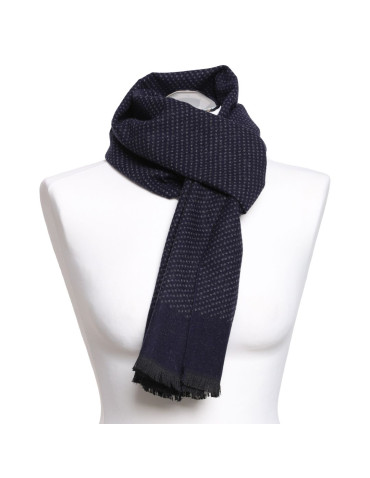 Szaliki - Elegancki męski szal dwustronny na jesień i zimę GRANATOWY - produkt 6