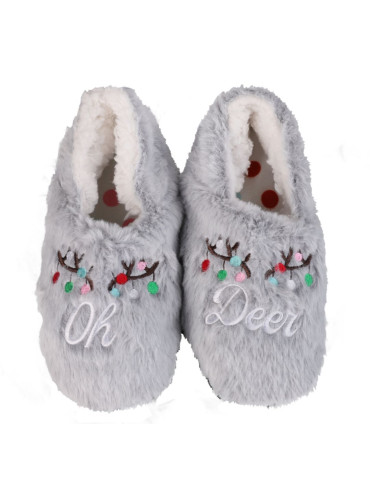 Kapcie damskie wsuwane domowe w świąteczny wzór