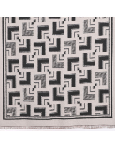 Szale i chusty - Szal damski dwustronny w geometryczny wzór CZARNY - produkt 6