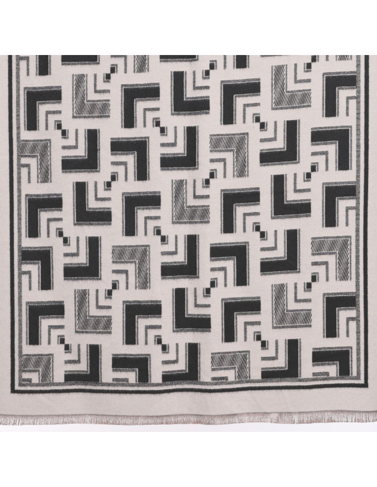 Szale i chusty - Szal damski dwustronny w geometryczny wzór CZARNY - produkt moraj.pl 6