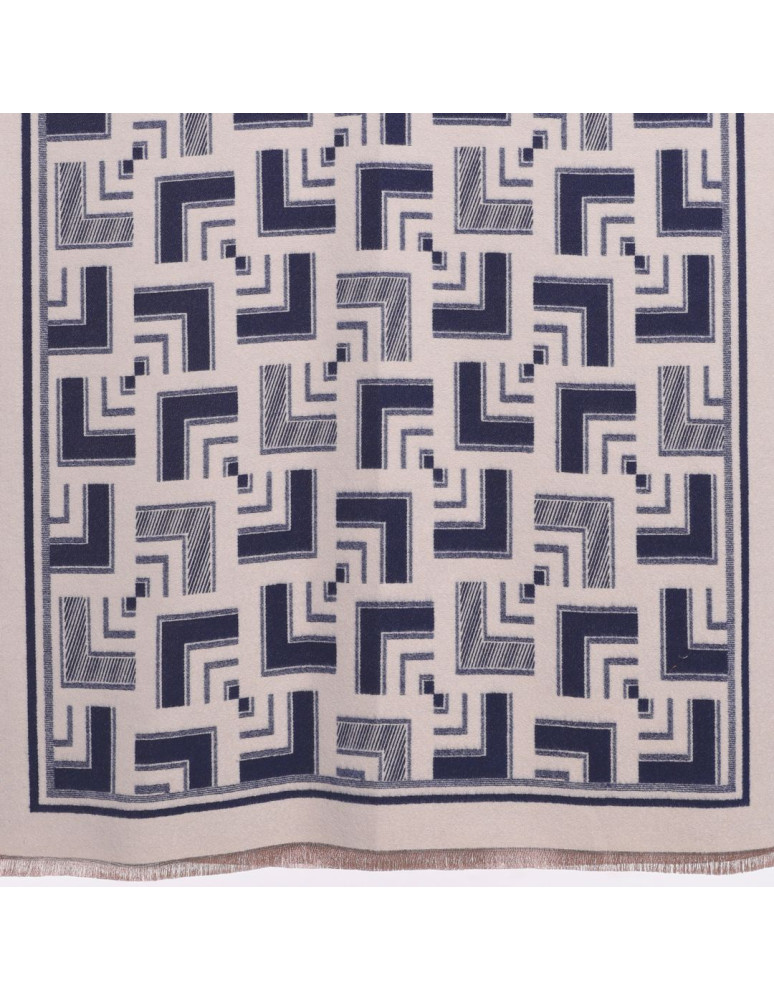 Szale i chusty - Szal damski dwustronny w geometryczny wzór GRANATOWY  - produkt moraj.pl 5