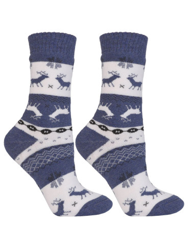 Skarpetki długie - Ciepłe skarpetki damskie długie zimowe bawełniane 2-pak WIELOKOLOROWY - produkt 3