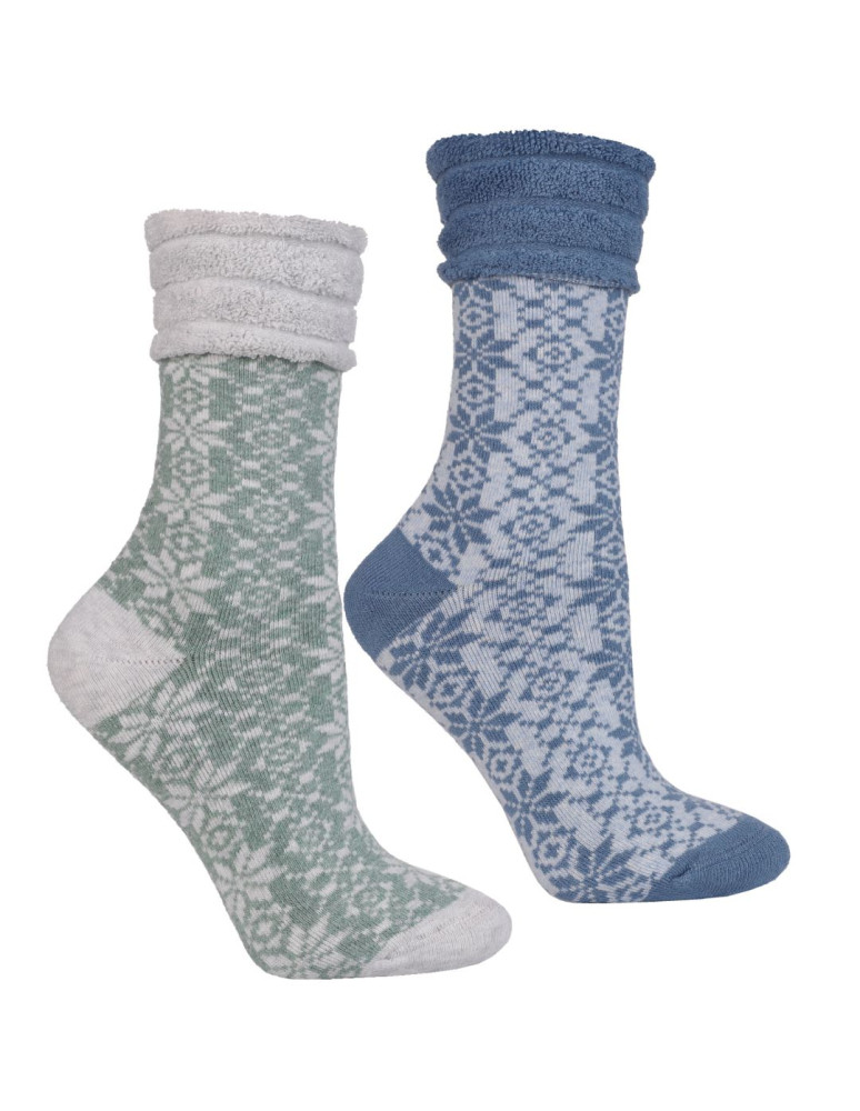 Skarpetki długie - Skarpetki damskie ciepłe Frotte w zimowy wzór 2-pak WIELOKOLOROWY - produkt moraj.pl 1