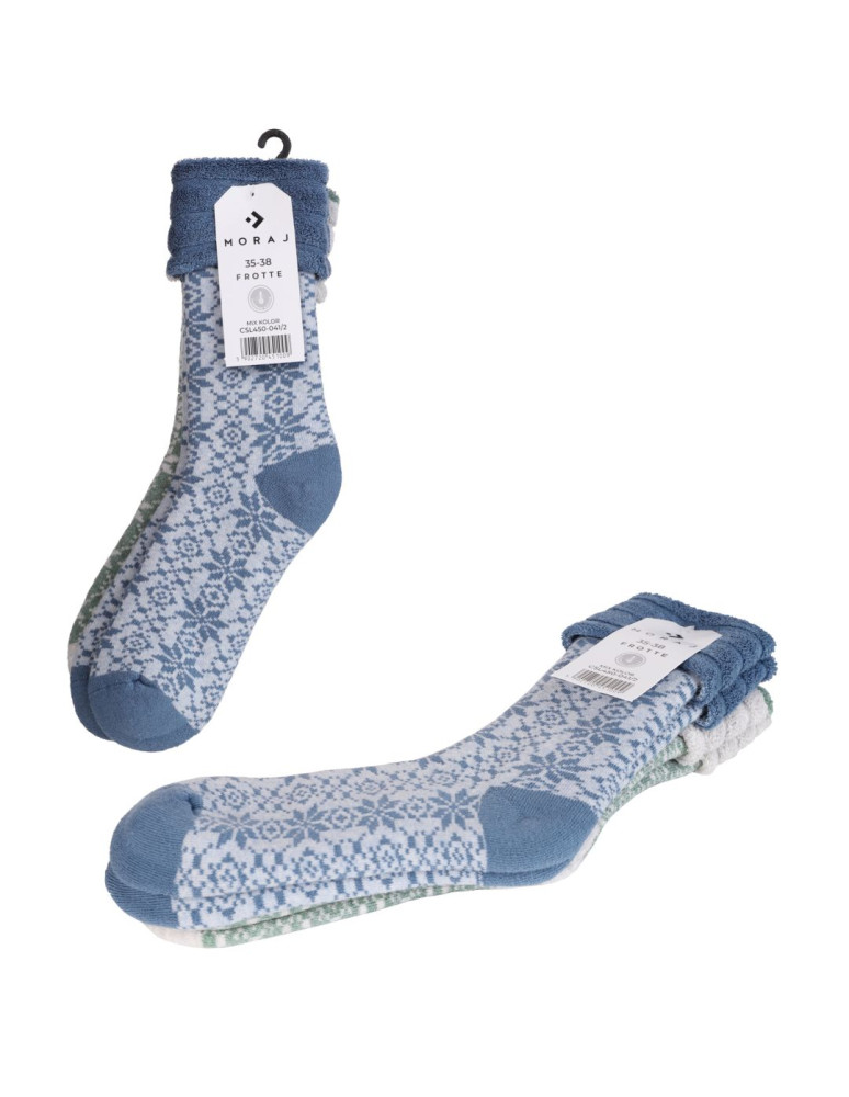Skarpetki długie - Skarpetki damskie ciepłe Frotte w zimowy wzór 2-pak WIELOKOLOROWY  - produkt moraj.pl 2