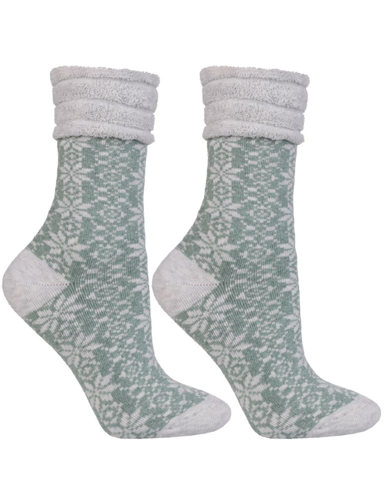 Skarpetki długie - Skarpetki damskie ciepłe Frotte w zimowy wzór 2-pak WIELOKOLOROWY  - produkt moraj.pl 3