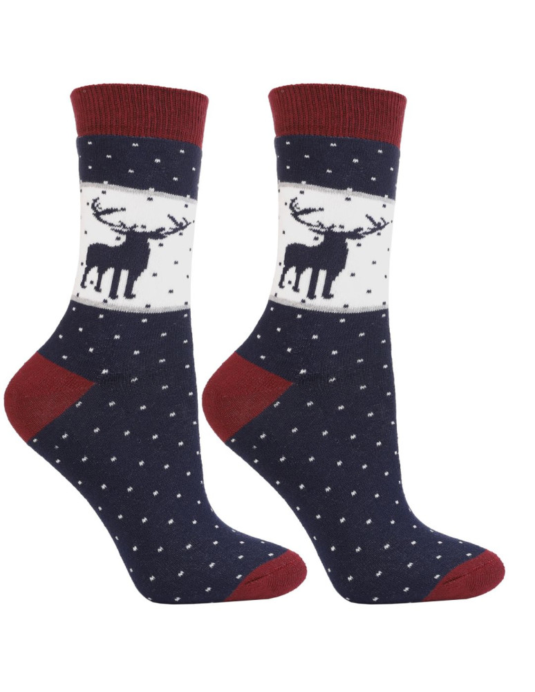 Skarpetki długie - Ciepłe skarpetki długie damskie bawełniane zimowy wzór 3-pak WIELOKOLOROWY - produkt moraj.pl 4