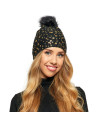 Czapka dziecięca w złote ciapki CZARNY