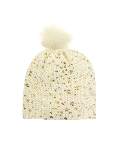 Czapki - Czapka dziecięca  w złote ciapki BIAŁY - produkt 1