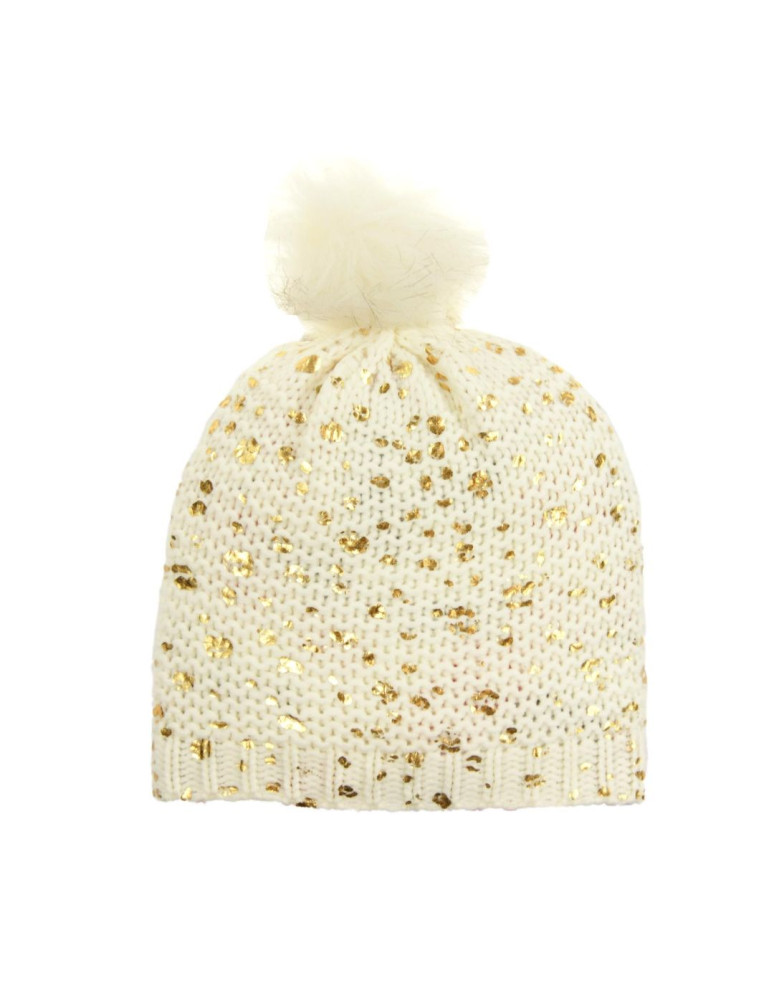 Czapki - Czapka dziecięca  w złote ciapki BIAŁY - produkt moraj.pl 1