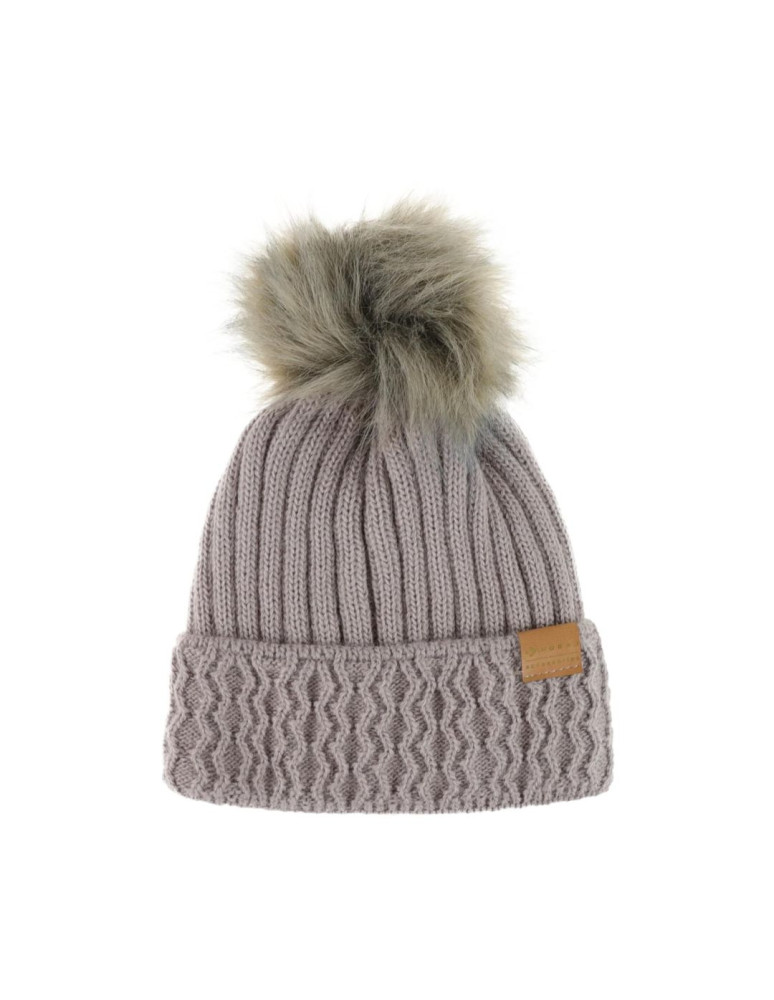 Czapki - Czapka dziecięca ocieplana z puszystym pomponem BRĄZOWY - produkt moraj.pl 1