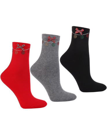 Skarpetki damskie długie z kokardką Glamour 3-pak