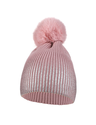 Ciepła zimowa czapka damska z pomponem