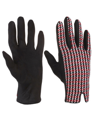 Rękawiczki damskie - Eleganckie rękawiczki damskie w pepitkę CZERWONY - produkt 1