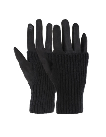 Czarne rękawiczki damskie sweterkowe ocieplane dotykowe