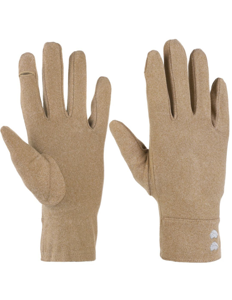 Rękawiczki damskie - Cienkie rękawiczki damskie z phone touch BEŻOWY  - produkt moraj.pl 2