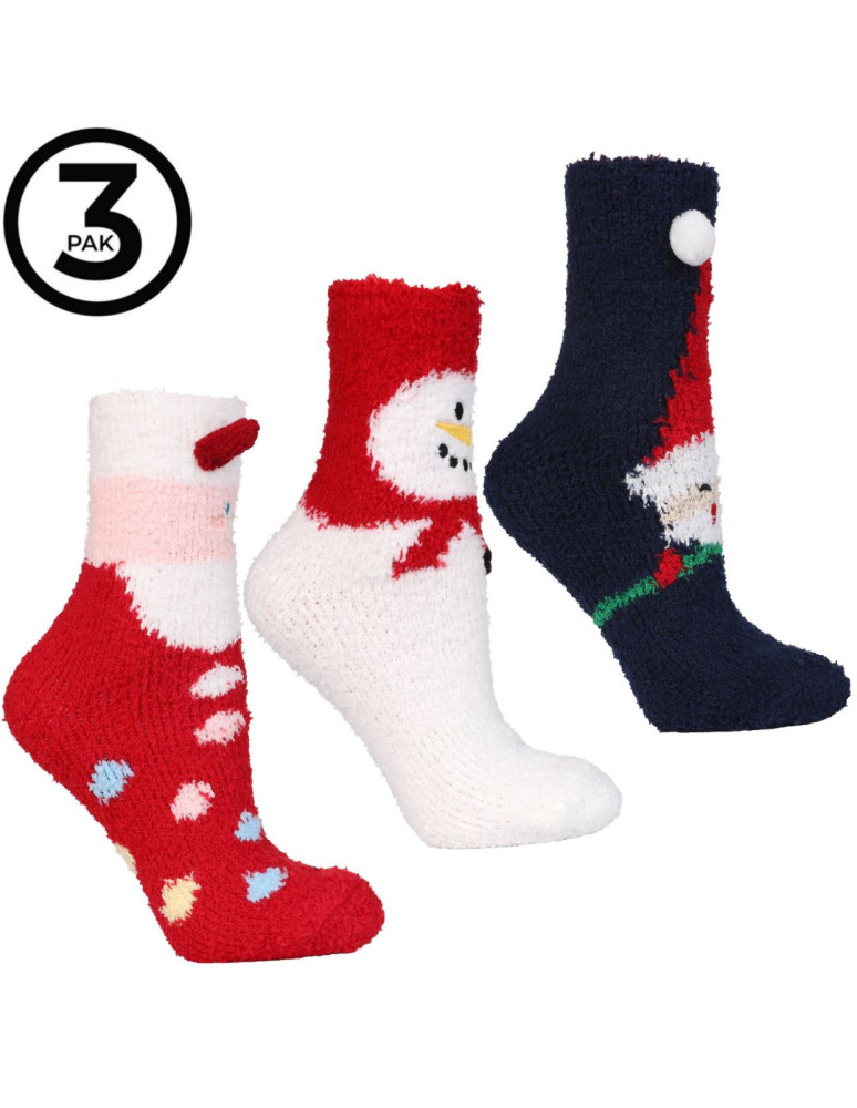 Skarpetki długie - Ciepłe skarpetki długie damskie z motywem świątecznym 3-pak WIELOKOLOROWY - produkt moraj.pl 9