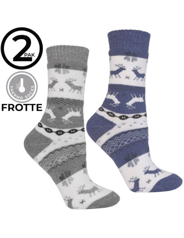 Skarpetki długie - Ciepłe skarpetki damskie długie zimowe bawełniane 2-pak WIELOKOLOROWY - produkt 5