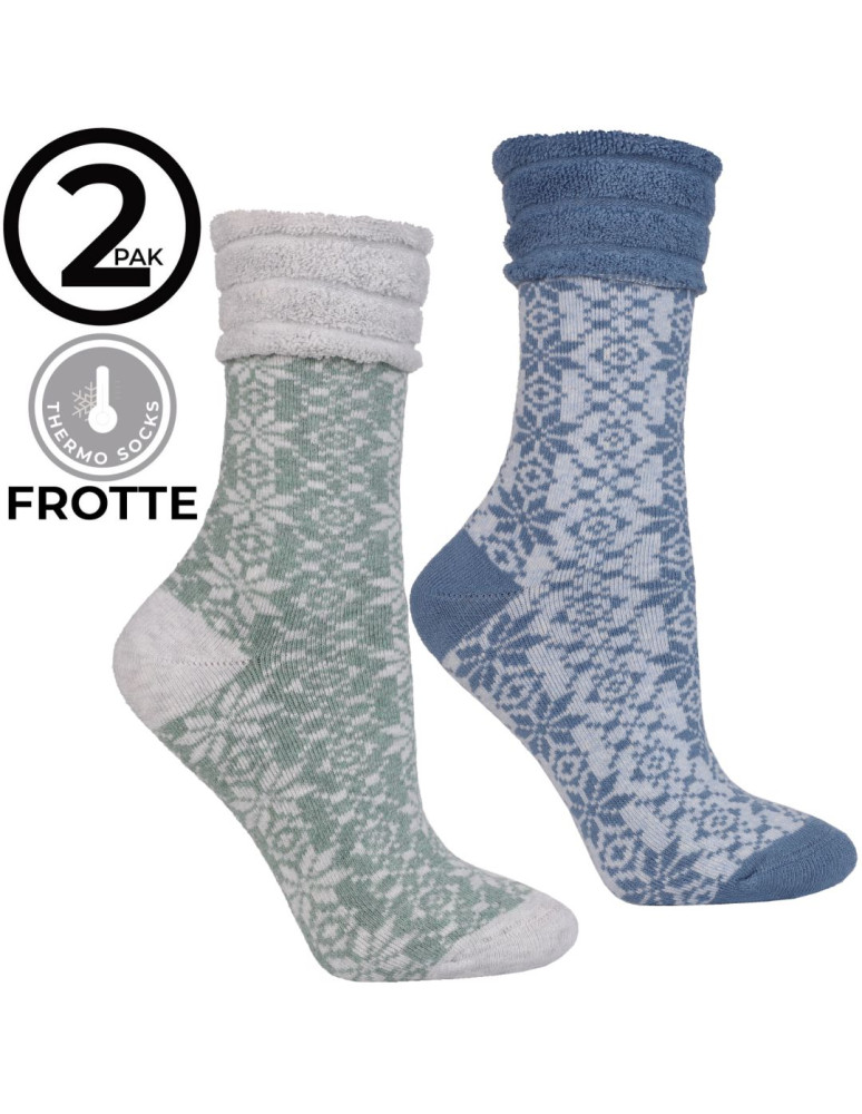 Skarpetki długie - Skarpetki damskie ciepłe Frotte w zimowy wzór 2-pak WIELOKOLOROWY  - produkt moraj.pl 5