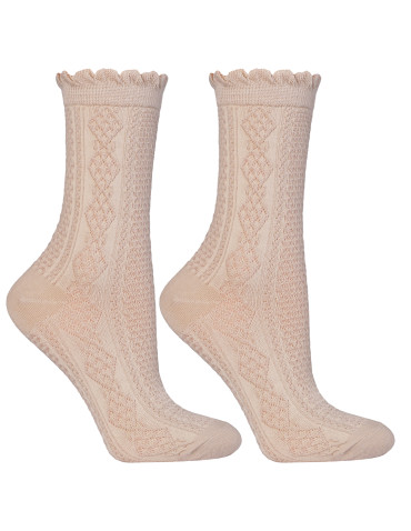 Skarpetki damskie długie z ażurowym wzorem 3-pak  - produkt 2