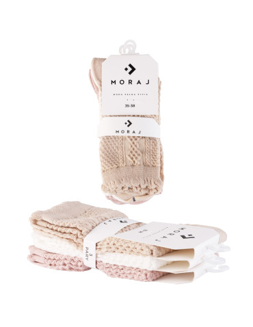 Skarpetki długie - Skarpetki damskie długie z ażurowym wzorem 3-pak WIELOKOLOROWY - produkt 5