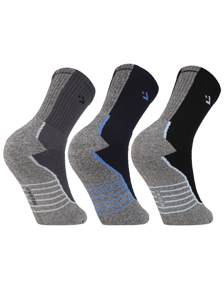 Skarpetki długie - Ciepłe skarpety męskie z bawełny frotte 3-pak WIELOKOLOROWY - produkt moraj.pl 2