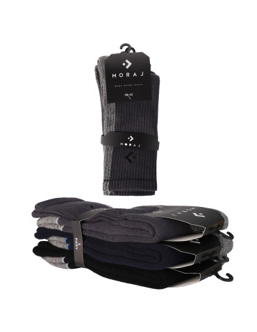 Skarpetki długie - Ciepłe skarpety męskie z bawełny frotte 3-pak WIELOKOLOROWY - produkt 9