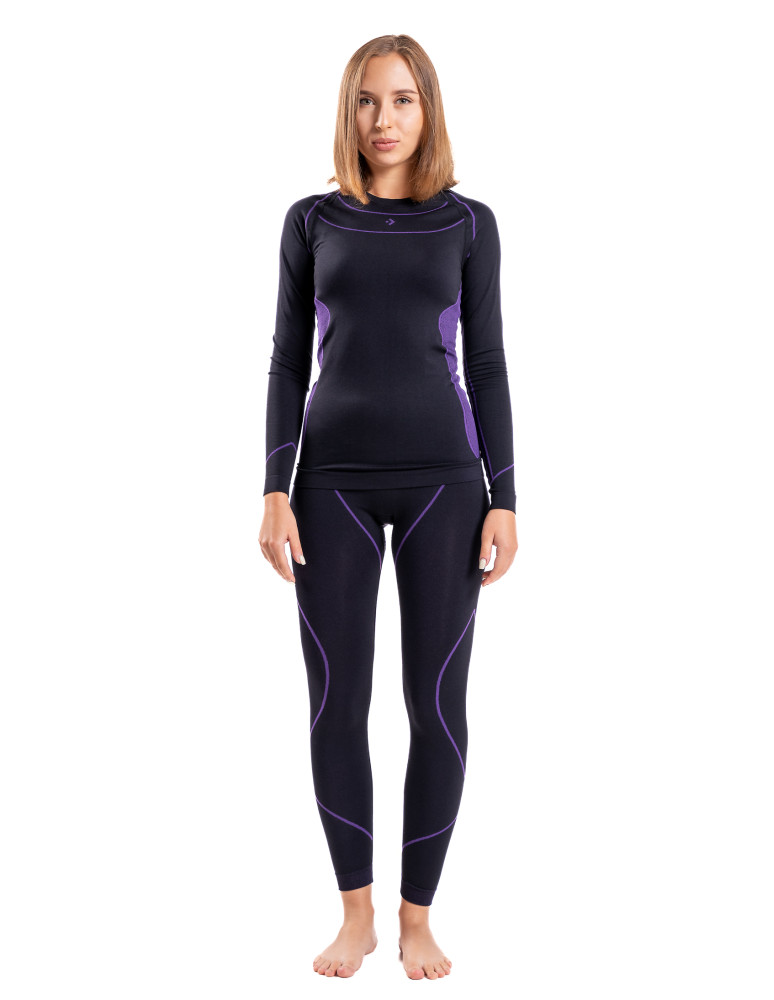 Bielizna termoaktywna - Damskie legginsy termoaktywne bezszwowe FIOLETOWY - produkt moraj.pl 5