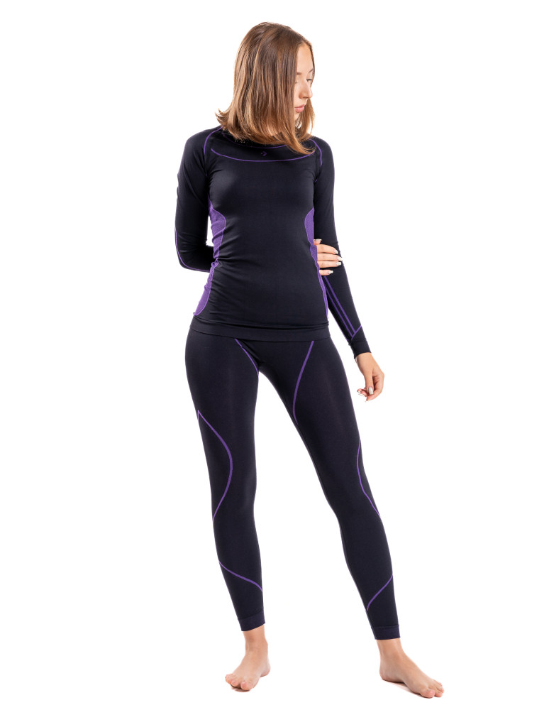 Bielizna termoaktywna - Damskie legginsy termoaktywne bezszwowe FIOLETOWY - produkt moraj.pl 7