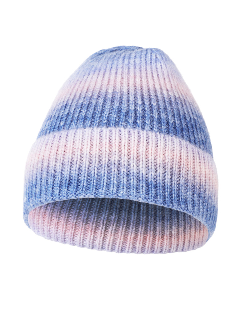 Ciepła czapka damska zimowa z wełną NIEBIESKI