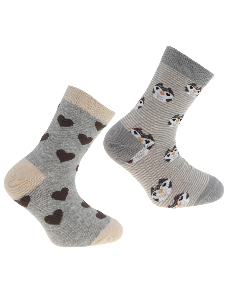 Długie - Skarpetki dziecięce nie do pary wzór zwierzątka i serca WIELOKOLOROWY - produkt moraj.pl 1