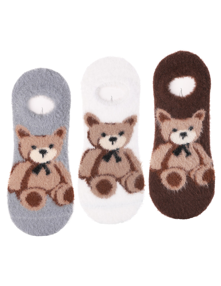 Niskie stopki - Ciepłe skarpetki niskie stopki z misiem 3-pak WIELOKOLOROWY - produkt moraj.pl 1