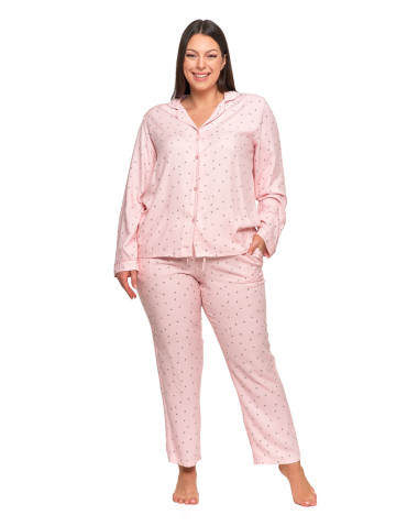 Damska piżama z długim rękawem i spodniami wiskoza Plus Size