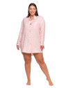 Damska koszula nocna wiskozowa w groszki Plus Size RÓŻOWY