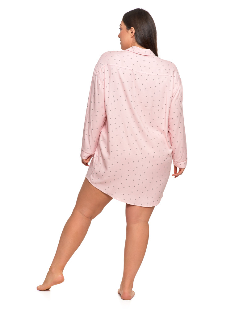 Koszule nocne - Damska koszula nocna wiskozowa w groszki Plus Size RÓŻOWY  - produkt moraj.pl 2