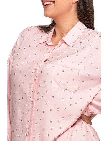 Koszule nocne - Damska koszula nocna wiskozowa w groszki Plus Size RÓŻOWY - produkt 3