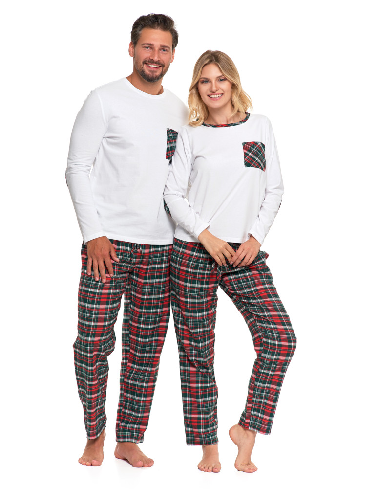 Piżamy z długim rękawem - Męska piżama z kraciastymi spodniami i białą koszulką WZÓR 1 - produkt moraj.pl 7