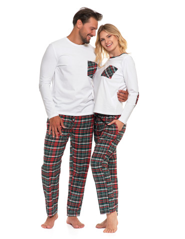 Piżamy z długim rękawem - Męska piżama z kraciastymi spodniami i białą koszulką WZÓR 1 - produkt 8