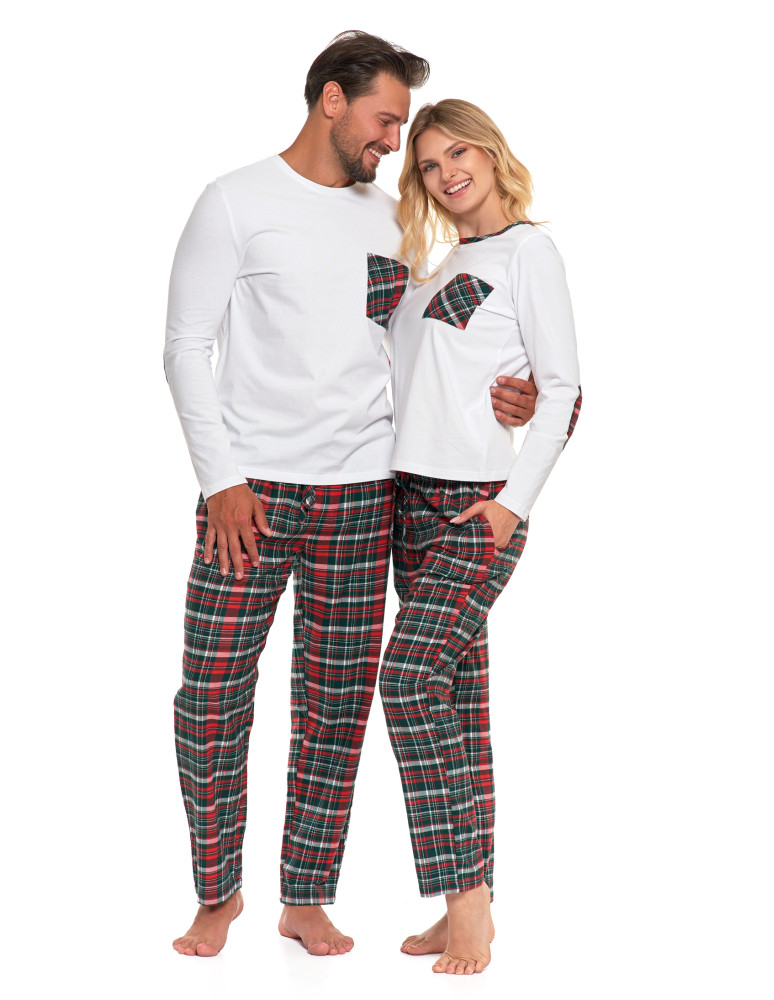 Piżamy z długim rękawem - Męska piżama z kraciastymi spodniami i białą koszulką WZÓR 1 - produkt moraj.pl 8