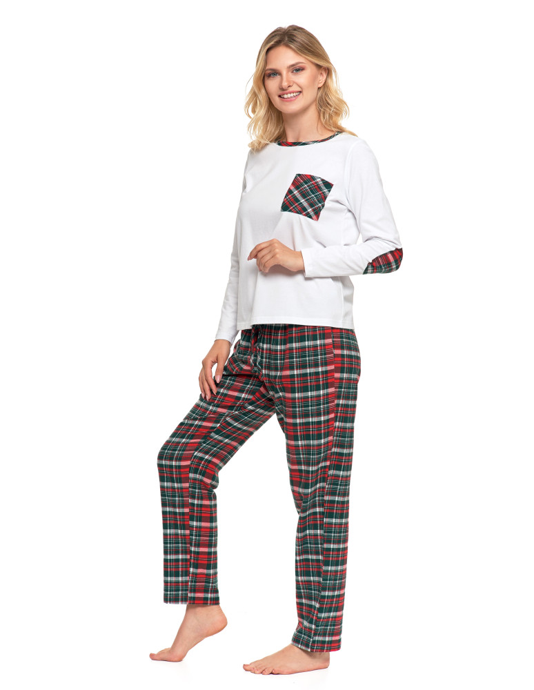 Długi rękaw - Piżama damska bawełniana na długi rękaw w kratkę WZÓR 1  - produkt moraj.pl 5